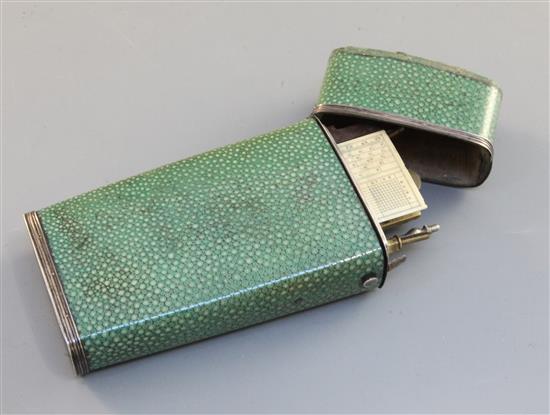 A George IV shagreen instrument case by William Elliot, London, circa 1825, 7in.